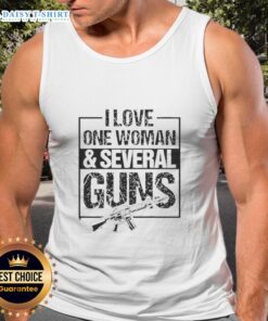 Vintage tank top featuring 'I Love One Woman And Several Guns' graphic, perfect for gun enthusiasts and casual wear.