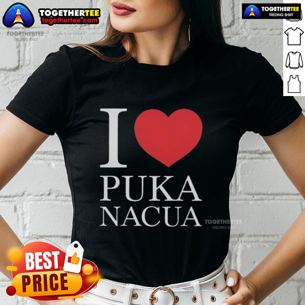 Awesome I Love Puka Nacua Ladies Tee Stylish 'I Love Puka Nacua' ladies tee featuring vibrant colors and comfortable fit, perfect for fans.