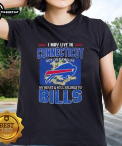 Buffalo Bills ladies tee showcasing team pride, perfect for game day in Connecticut. Awesome fan apparel for women.