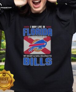 Buffalo Bills football flag sweatshirt, perfect for fans living in Florida on game day, showcasing team spirit.