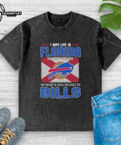 Buffalo Bills football flag shirt, perfect for fans living in Florida, showcasing team spirit on game day.