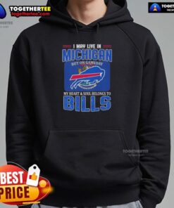 Buffalo Bills football flag hoodie displayed, showcasing team spirit for fans in Michigan on game day.