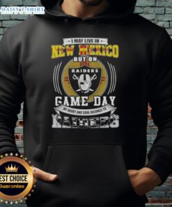 Alt Text: Person wearing a Las Vegas Raiders football hoodie, showcasing pride for the team while living in New Mexico.