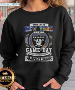 Las Vegas Raiders football sweatshirt showcasing team spirit, perfect for fans in New York on game day.