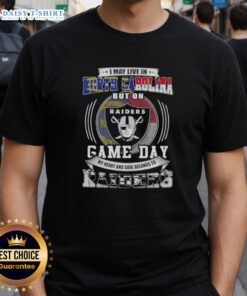 Awesome t-shirt featuring 'I May Live In North Carolina But My Heart Belongs To Las Vegas Raiders' design for fans.
