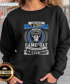 Stylish sweatshirt featuring 'My Heart and Soul Belongs to Las Vegas Raiders' perfect for game day in Oklahoma.