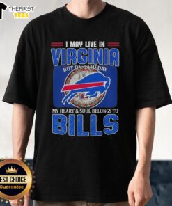 Buffalo Bills football flag t-shirt showcasing team spirit for fans in Virginia on game day.