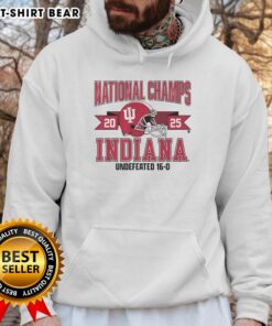 Awesome Indiana Football 2025 CFP National Champions arched helmet hoodie showcasing team spirit and style.