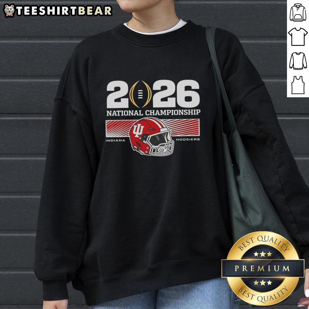 awesome-indiana-hoosiers-2026-national-championship-college-football-playoff-sweatshirt Awesome Indiana Hoosiers 2026 National Championship College Football Playoff Sweatshirt in red with team logo.