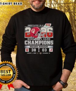 Awesome Indiana Hoosiers beat Alabama Crimson Tide at Rose Bowl Game Champions 2026 sweatshirt design featuring team colors.