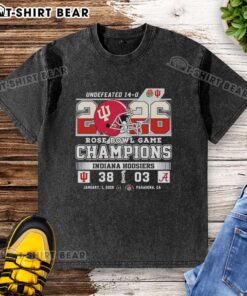 Indiana Hoosiers champions 2026 Rose Bowl game washed t-shirt featuring vibrant colors and team logos.