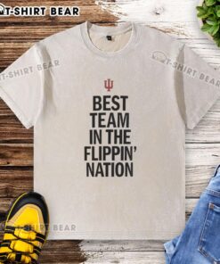 Alt Text: Awesome Indiana Hoosiers washed t-shirt featuring 'Best Team in the Flippin Nation' design for fans.