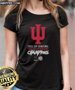 Awesome Indiana Hoosiers CFP Semifinal Chick-fil-A Peach Bowl Champions 2026 ladies tee in vibrant colors.