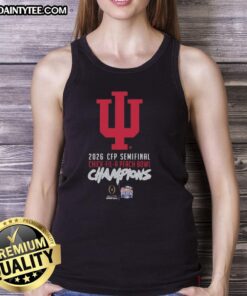 Awesome Indiana Hoosiers CFP Semifinal Chick-fil-A Peach Bowl Champions 2026 tank top showcasing team spirit and style.