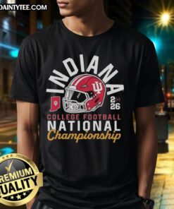 Awesome Indiana Hoosiers College Football National Championship 2026 Helmet T-Shirt featuring team colors and logo design.