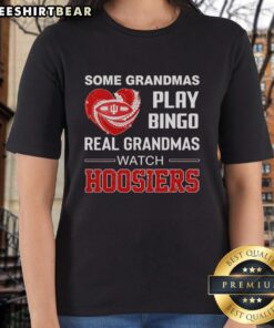 Alt Text: Awesome Indiana Hoosiers diamond heart tee for ladies, perfect for grandmas who love bingo and cheering for their team.