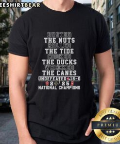 Awesome Indiana Hoosiers National Champions 2025 T-Shirt celebrating a perfect 16-0 season and victory over Miami.