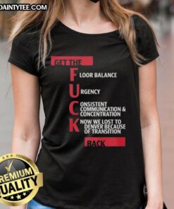 Awesome Jeff Van Gundy 'Get The Fck Back' ladies tee featuring bold graphics and a stylish design for basketball fans.