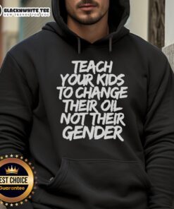 Alt Text: Awesome Jones Keeffe wearing a Teach Your Kids to Change Their Oil, Not Their Gender hoodie outdoors.