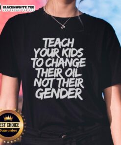 Awesome Jones Keeffe wearing 'Teach Your Kids To Change Their Oil Not Their Gender' ladies tee, promoting practical skills.