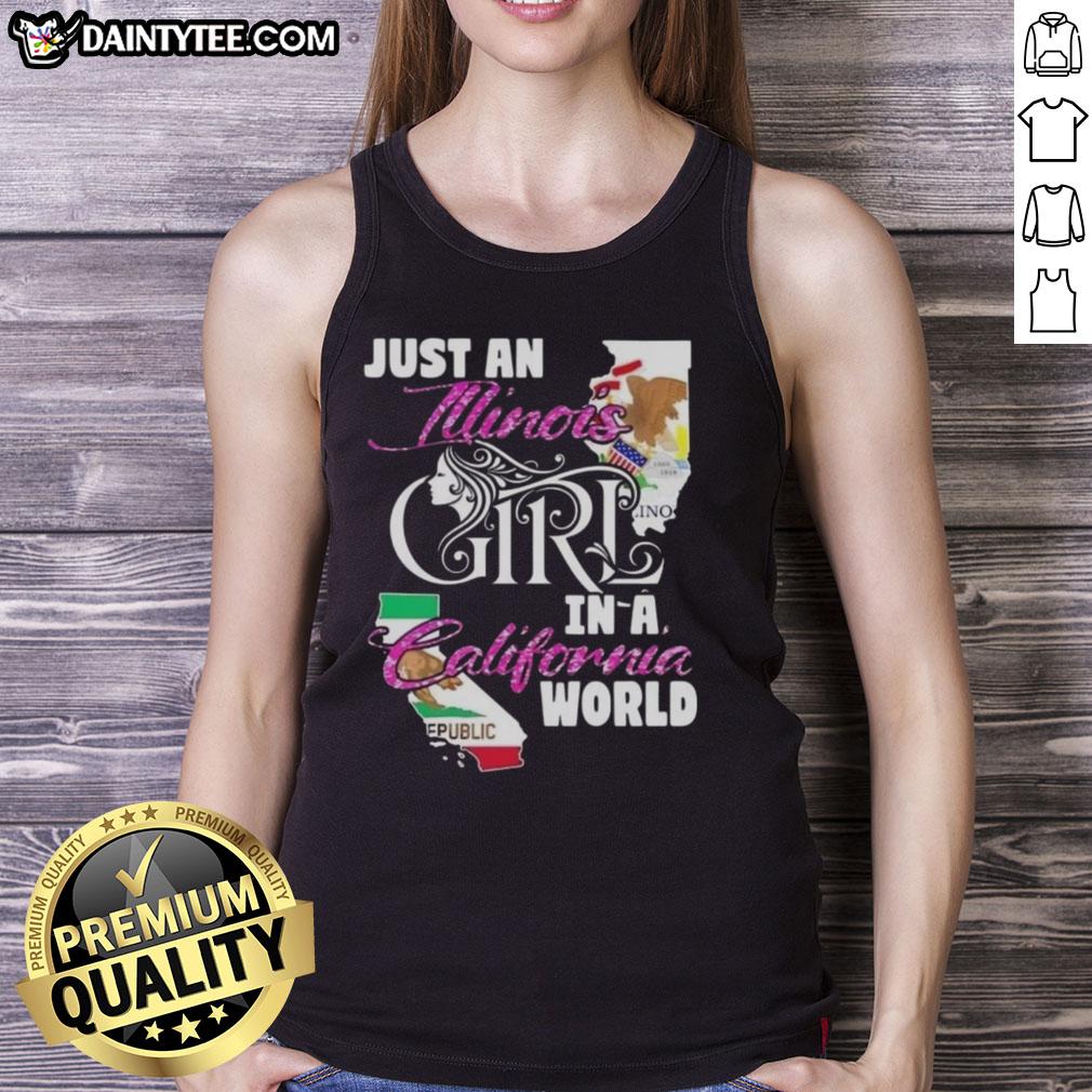 awesome-just-an-illinois-girl-in-a-california-world-tank-top Illinois girl in a stylish California world tank top, embodying a casual, trendy summer vibe with vibrant colors.