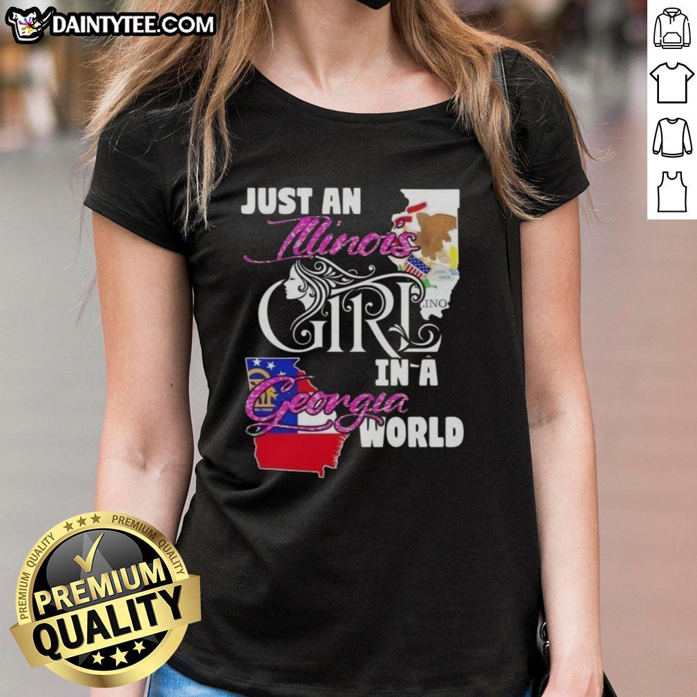awesome-just-an-illinois-girl-in-a-georgia-world-ladies-tee Awesome Illinois girl in a Georgia world ladies tee, showcasing a stylish design perfect for casual wear and proud locals.