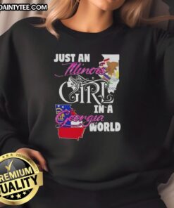 Illinois girl in a Georgia world sweatshirt, showcasing a stylish design perfect for casual outfits and Southern pride.