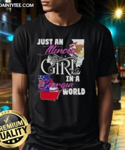 Alt Text: Awesome Just An Illinois Girl In A Georgia World T-Shirt, featuring a stylish design perfect for proud Illinois and Georgia residents.