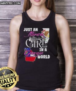 Alt Text: Illinois girl in a Georgia world tank top, showcasing a stylish design perfect for summer fashion and casual wear.