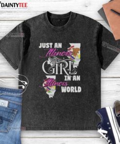 Awesome just an Illinois girl in a Illinois world washed t-shirt design featuring vibrant colors and stylish typography.