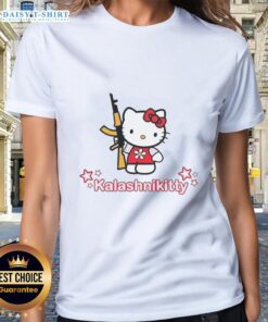 Awesome Kalashnikitty Kalashnikov X Hello Kitty ladies tee featuring a playful design blending pop culture and firearms.
