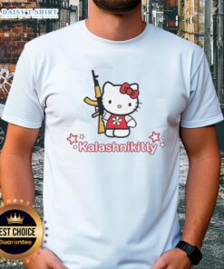Awesome Kalashnikitty Kalashnikov X Hello Kitty T-Shirt featuring a unique design blending military and cute elements.