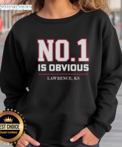 Alt Text: Awesome Kansas No. 1 Lawrence KS sweatshirt featuring bold graphics and a comfortable fit for fans and locals.
