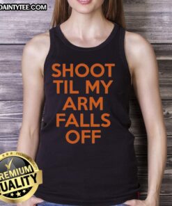 Kevin Durant shoot 'til my arm falls off tank top showcasing vibrant design for basketball fans and sports enthusiasts.