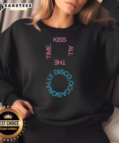 Alt Text: Awesome Kiss All The Time Disco Logo Sweatshirt featuring vibrant graphics and a stylish design perfect for fans.