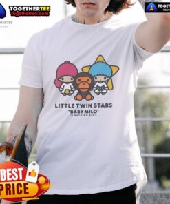 Alt Text: Awesome Little Twin Stars Baby Milo A Bathing Ape T-Shirt featuring colorful graphics and a cute design for kids.