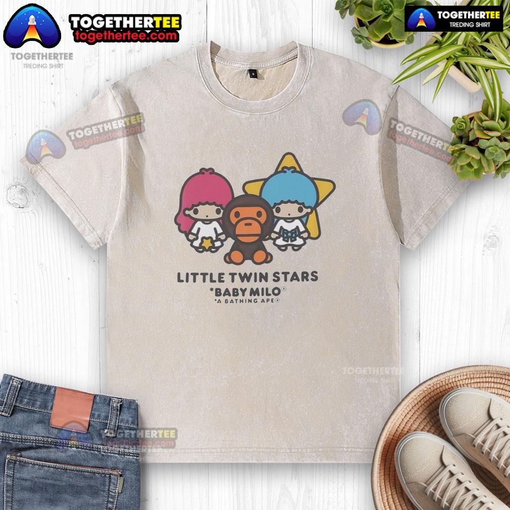 Awesome Little Twin Stars Baby Milo A Bathing Ape Washed T Shirt Alt Text: Awesome Little Twin Stars Baby Milo A Bathing Ape washed t-shirt featuring vibrant colors and playful design for kids.