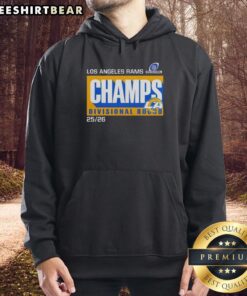 Los Angeles Rams Champs Divisional Round 2025-26 hoodie featuring bold team colors and logo.