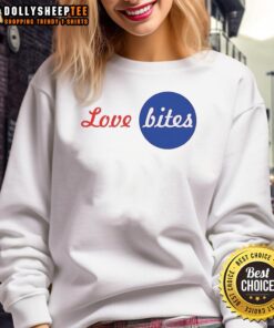 Awesome Love Bites logo sweatshirt featuring a stylish design for casual wear and love-themed fashion.