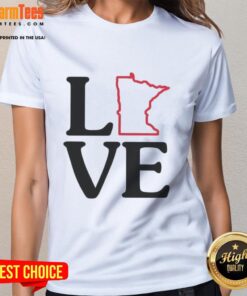 Awesome Love Minnesota Outline Ladies Tee featuring a stylish design celebrating Minnesota pride and love.