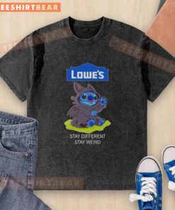 Awesome Lowe's gift card graphic on a Toothless Stitch 'Stay Different Stay Weird' washed t-shirt design.