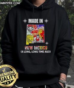 Alt Text: Awesome Made In New Mexico hoodie featuring a vintage mashup logo, perfect for fans of state pride and local teams.