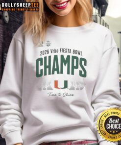 Alt Text: Awesome Miami Hurricanes 2026 Fiesta Bowl Champs sweatshirt featuring vibrant team colors and bold championship design.