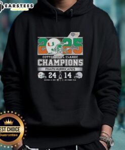 Awesome Miami Hurricanes beat Ohio State Buckeyes Cotton Bowl Classic 2025 hoodie featuring vibrant team graphics.