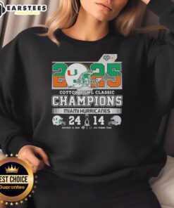 Awesome Miami Hurricanes beat Ohio State Buckeyes Cotton Bowl Classic 2025 sweatshirt showcasing team pride.