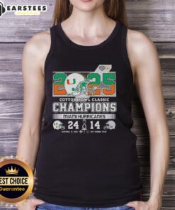 Awesome Miami Hurricanes beat Ohio State Buckeyes Cotton Bowl Classic 2025 tank top design featuring team colors and logo.