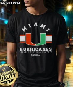 Alt Text: Awesome Miami Hurricanes College Football Playoff National Championship 2026 logo t-shirt design featuring vibrant colors.