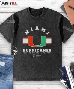 Awesome Miami Hurricanes College Football Playoff National Championship 2026 logo on a washed t-shirt design.
