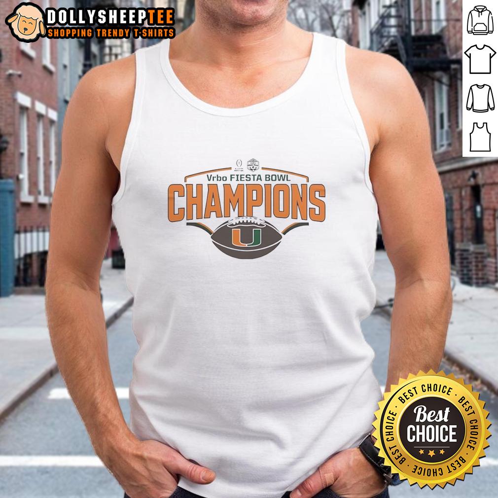 Awesome Miami Hurricanes Football Fiesta Bowl Champions Cfp 2026 Tank Top Miami Hurricanes Football Fiesta Bowl Champions CFP 2026 tank top showcasing vibrant team colors and logo design.