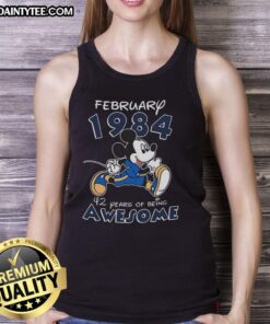 Awesome Mickey Mouse February 1984 tank top celebrating 42 years of being awesome, perfect for Disney fans.